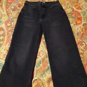 Forever 21 Women's Faded Black High Rise Cropped Wide Leg Raw Hem Size 25